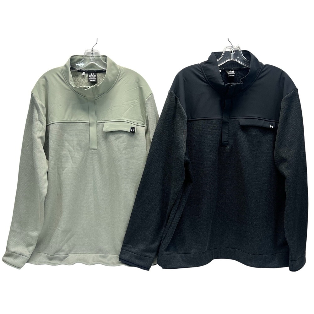 2 Under Armour Golf Storm 1/4 Zip Long Sleeve Pullover Men's 2XL Black / Olive